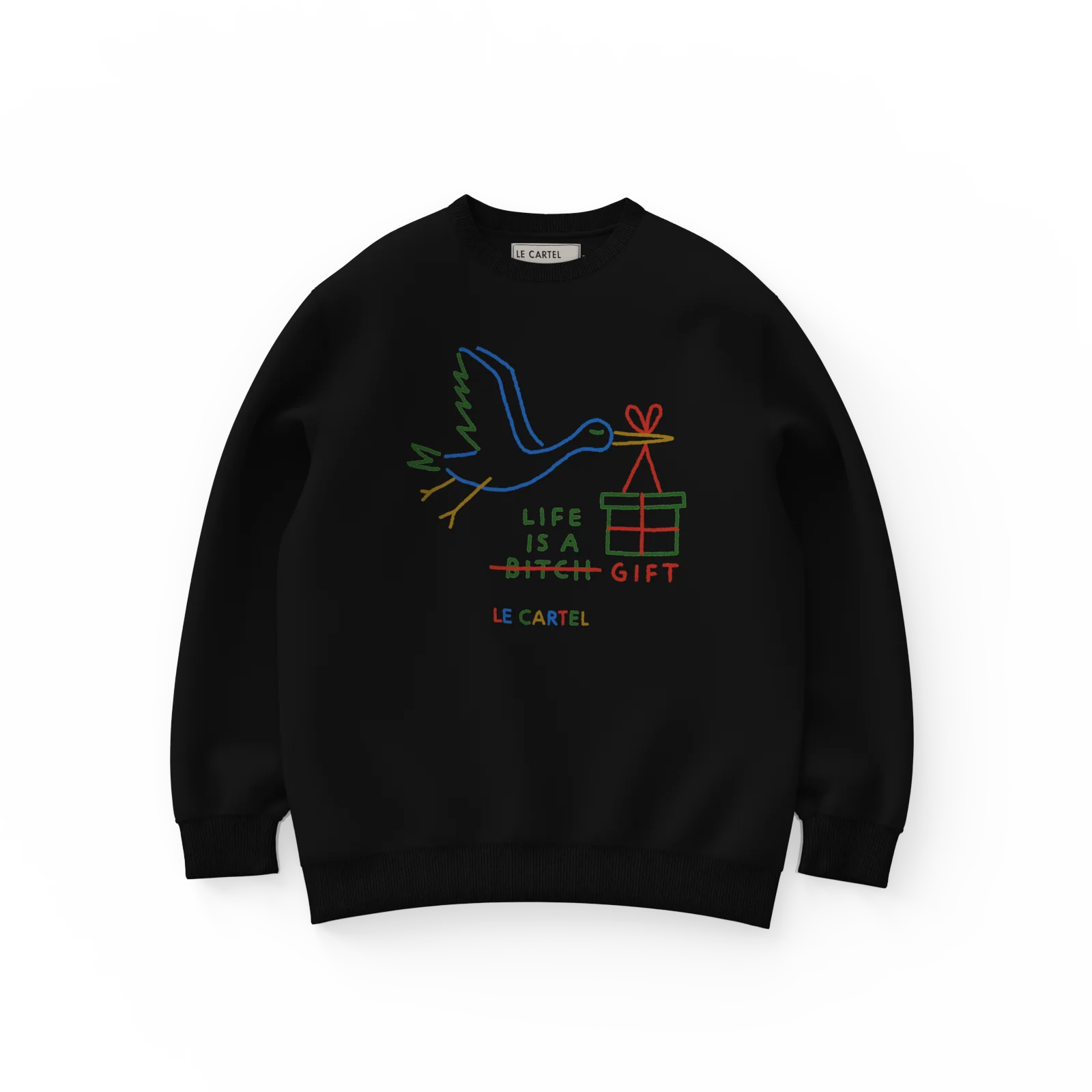 LIFE IS A GIFT・Crewneck unisexe・Noir - Image 2