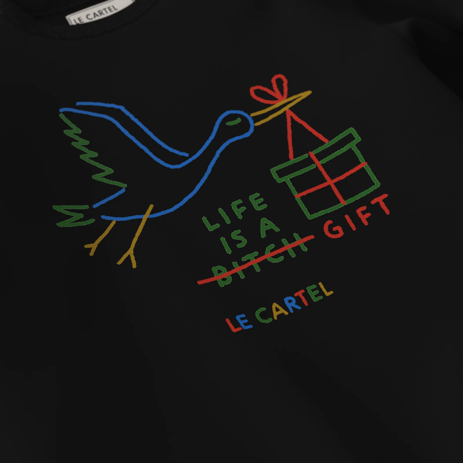 LIFE IS A GIFT・Crewneck unisexe・Noir - Image 3