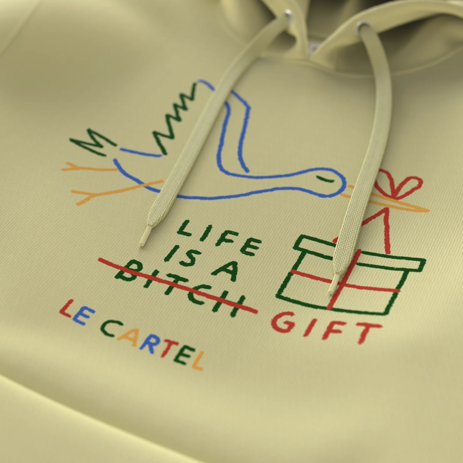 LIFE IS A GIFT・Hoodie unisexe・Crème - Image 3